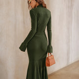 Fustă Midi Sirenă Tricotată Verde
