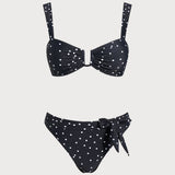 Costum de baie bandeau cu buline negre