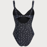 Costum de baie dintr-o bucată cu buline negre