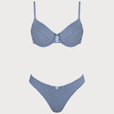 Set de bikini cu sârmă subțire în carouri albastre