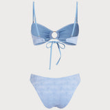 Seturi de Bikini Cu Decupaje Jacquard Albastre