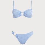 Seturi de Bikini Cu Decupaje Jacquard Albastre