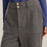Pantaloni Drepți Gri din Tweed