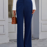 Pantaloni Casual Flare cu Talie Elastică Navy