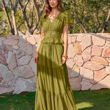 Fustă Maxi din Chiffon cu Talie Elastică Verde