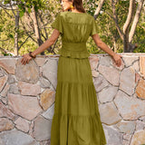 Fustă Maxi din Chiffon cu Talie Elastică Verde
