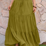 Fustă Maxi din Chiffon cu Talie Elastică Verde