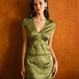 Fustă Mini Satin Verde Floral