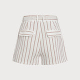 Pantaloni Scurți Striați cu Buzunare Albe