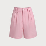 Shorts cu buzunare roz plisați