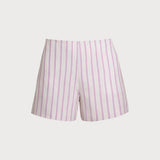 Pantaloni scurți cu dungi roz pentru birou