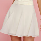 Fustă Mini din Chiffon Solid Culoare Caise