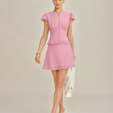 Fustă Mini din Chiffon Solid Roz