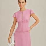 Fustă Mini din Chiffon Solid Roz