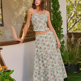 Fustă Midi A-Line Floral Verde