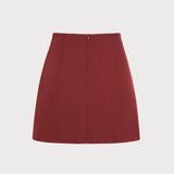 Fustă Mini A-Line Ruched Roșie Cărămidă