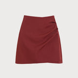 Fustă Mini A-Line Ruched Roșie Cărămidă