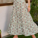 Fustă Midi A-Line Floral Verde