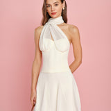 Fustă Mini din Chiffon Solid Culoare Caise