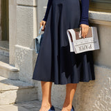 Fustă Midi A-Line cu Buzunare Navy