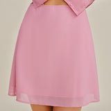 Fustă Mini din Chiffon Solid Roz