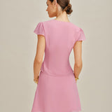 Fustă Mini din Chiffon Solid Roz