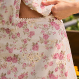 Fustă Midi cu Broderie Florală Roz