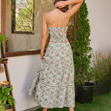 Fustă Midi A-Line Floral Verde