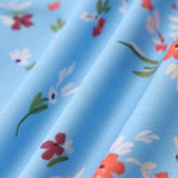Fustă Midi A-Line Floral Albastră cu Fanta
