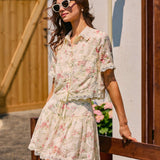 Fustă Mini din Dantelă Florală cu Șnur
