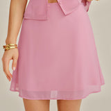 Fustă Mini din Chiffon Solid Roz