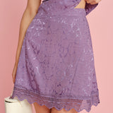Fustă Mini din Dantelă Jacquard Violetă