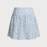 Fustă Mini A-Line Floral Albastră
